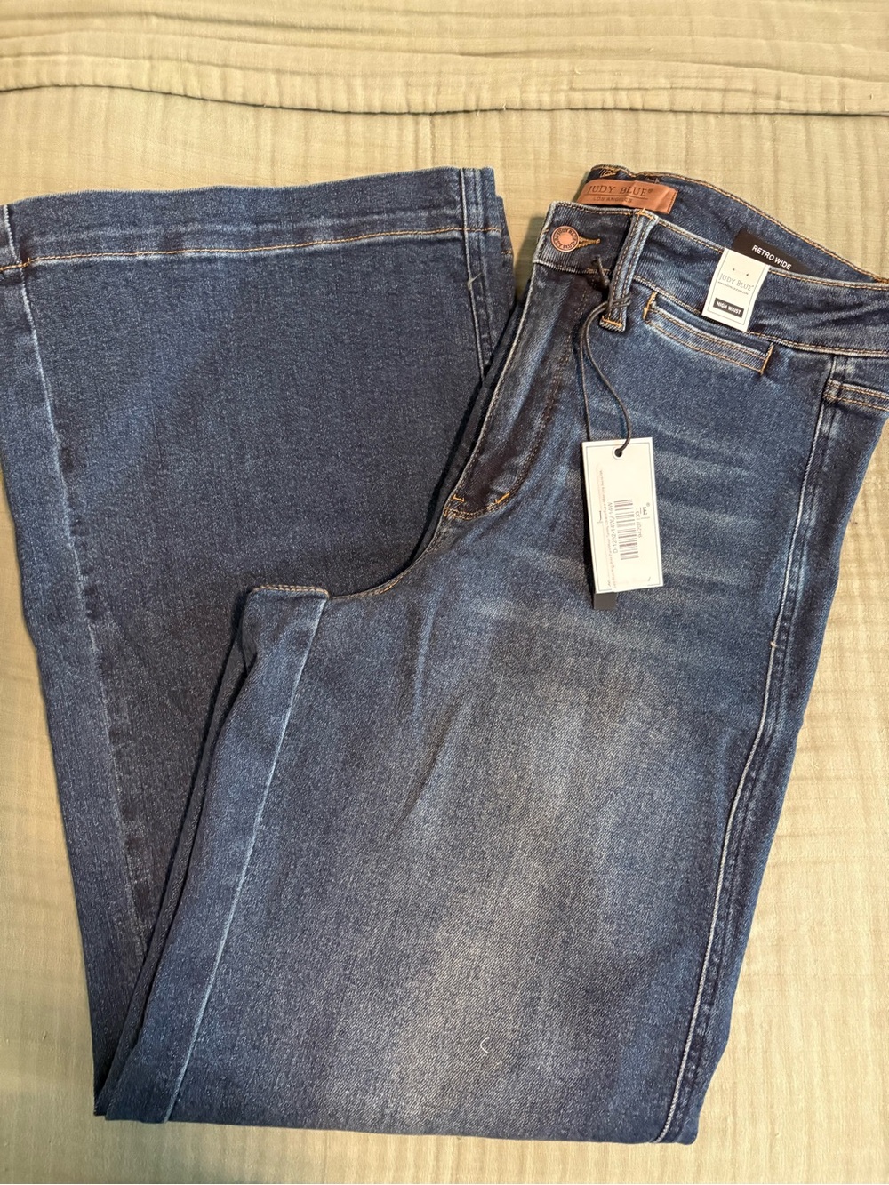 NWT Judy Blue Lux Vintage-Brushed Blue Wide Leg with Welt Pockets